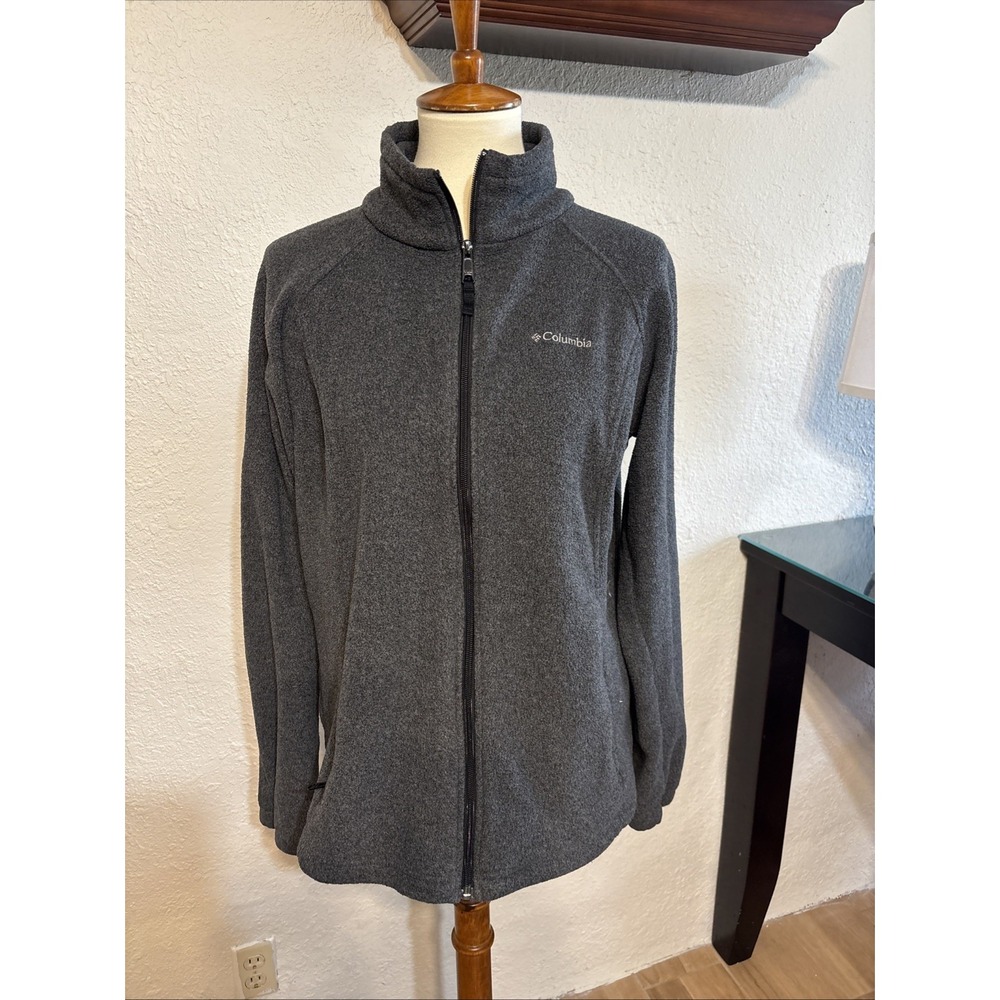 Columbia Womens Charcoal Gray Fleece Jacket Full‎ Zip Up XL